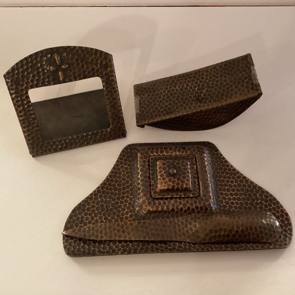 Vintage Hammered Copper4 piece Desk Set. - Picture 7 of 8